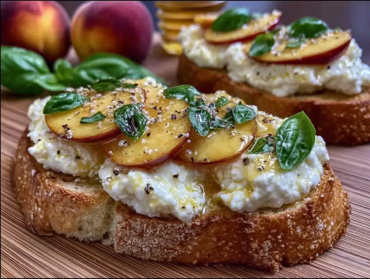 fresh peach burrata bruschetta preparation steps