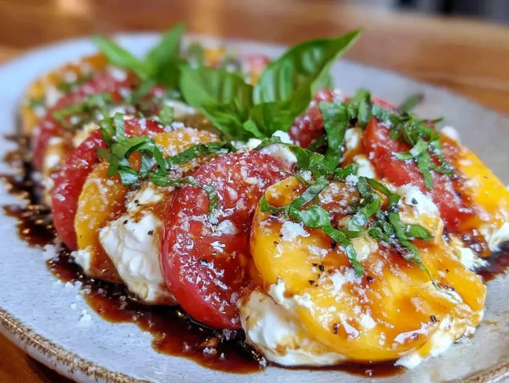 Fresh Peach Burrata Salad - featured image
