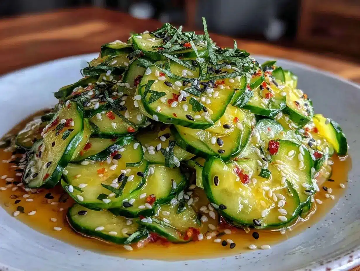 fresh viral tiktok cucumber salad preparation steps
