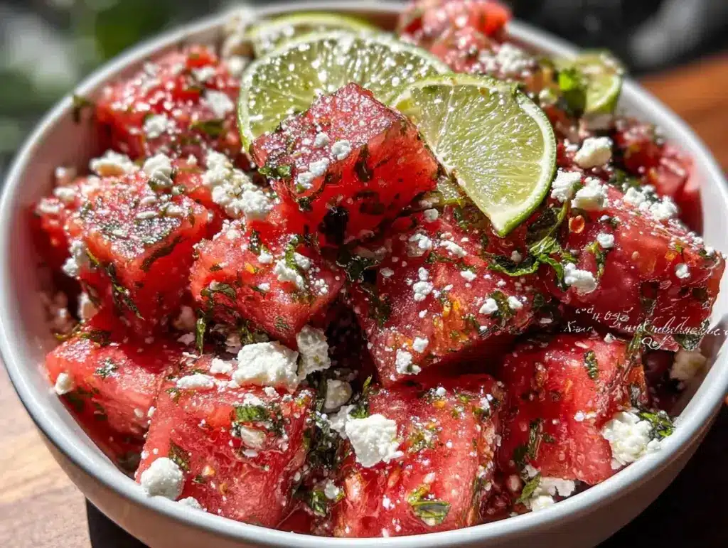fresh watermelon feta mint salad - featured image