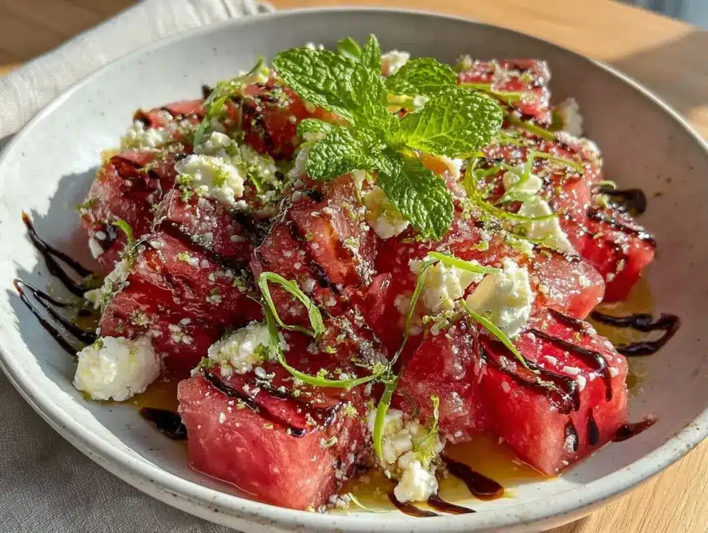 fresh watermelon feta salad - featured image