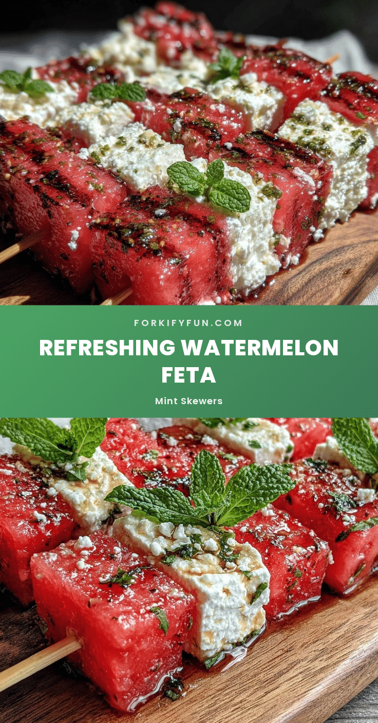 fresh watermelon feta skewers with mint recipe