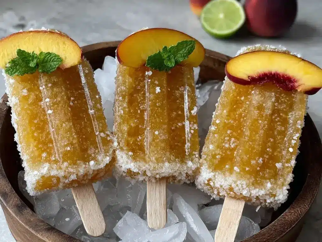 frozen peach margarita popsicles - featured image