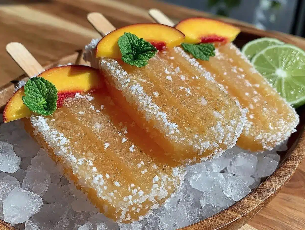 frozen peach margarita popsicles preparation steps