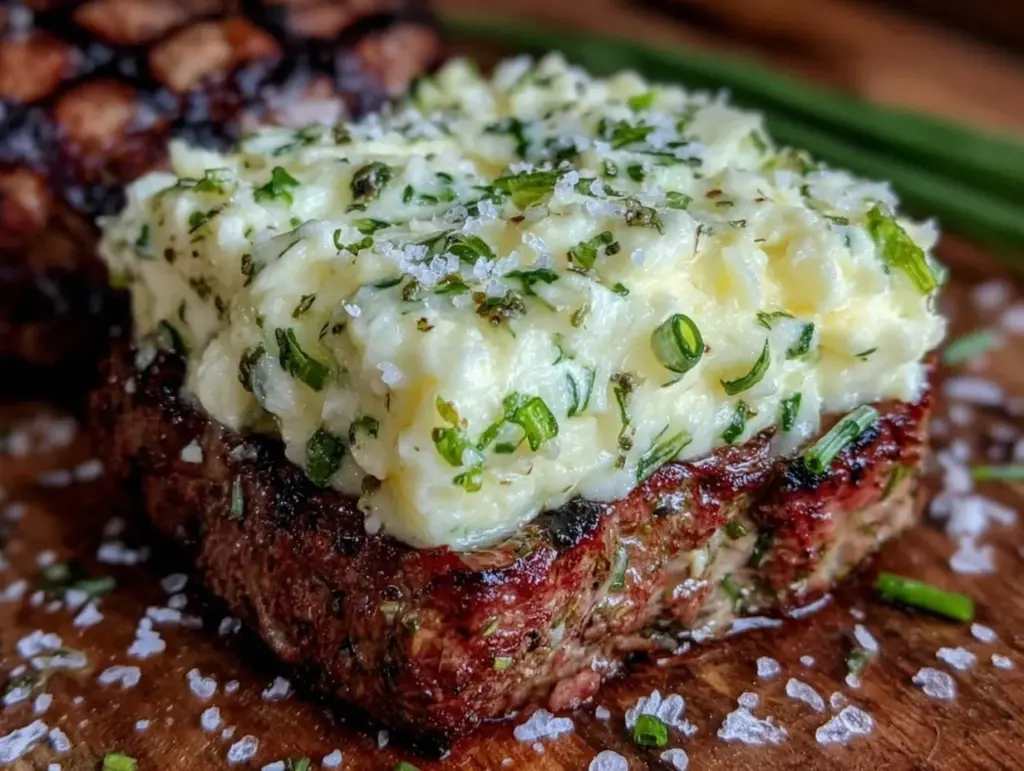 garlic scape compound butter - featured image