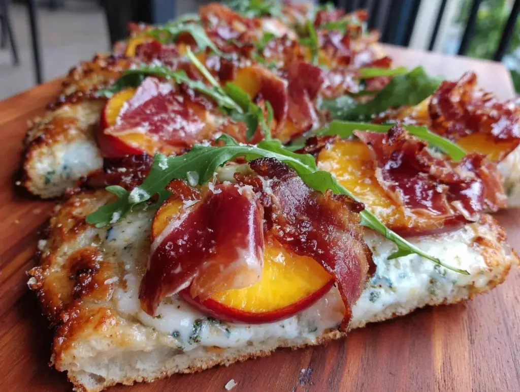 grilled nectarine and prosciutto flatbread - featured image