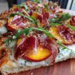 grilled nectarine and prosciutto flatbread - featured image