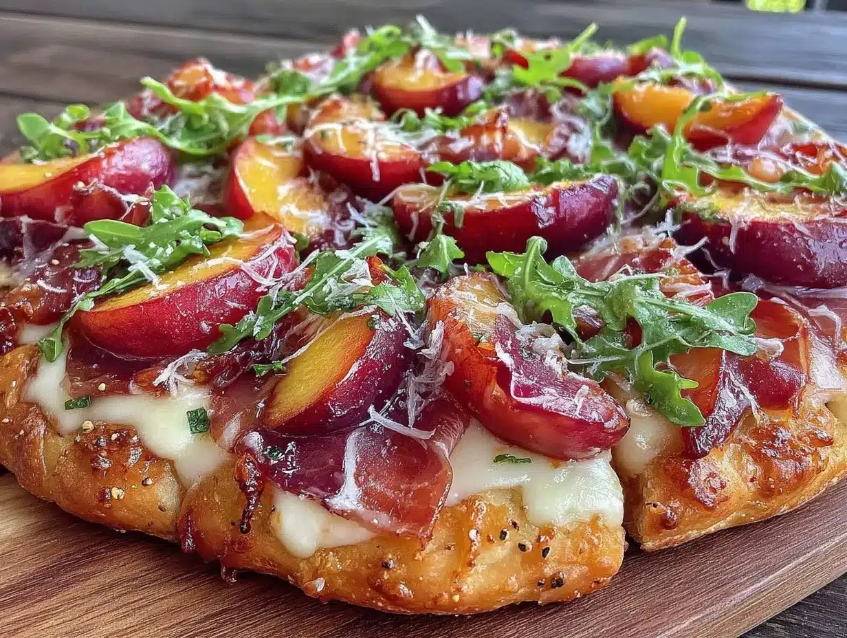 grilled nectarine and prosciutto flatbread preparation steps