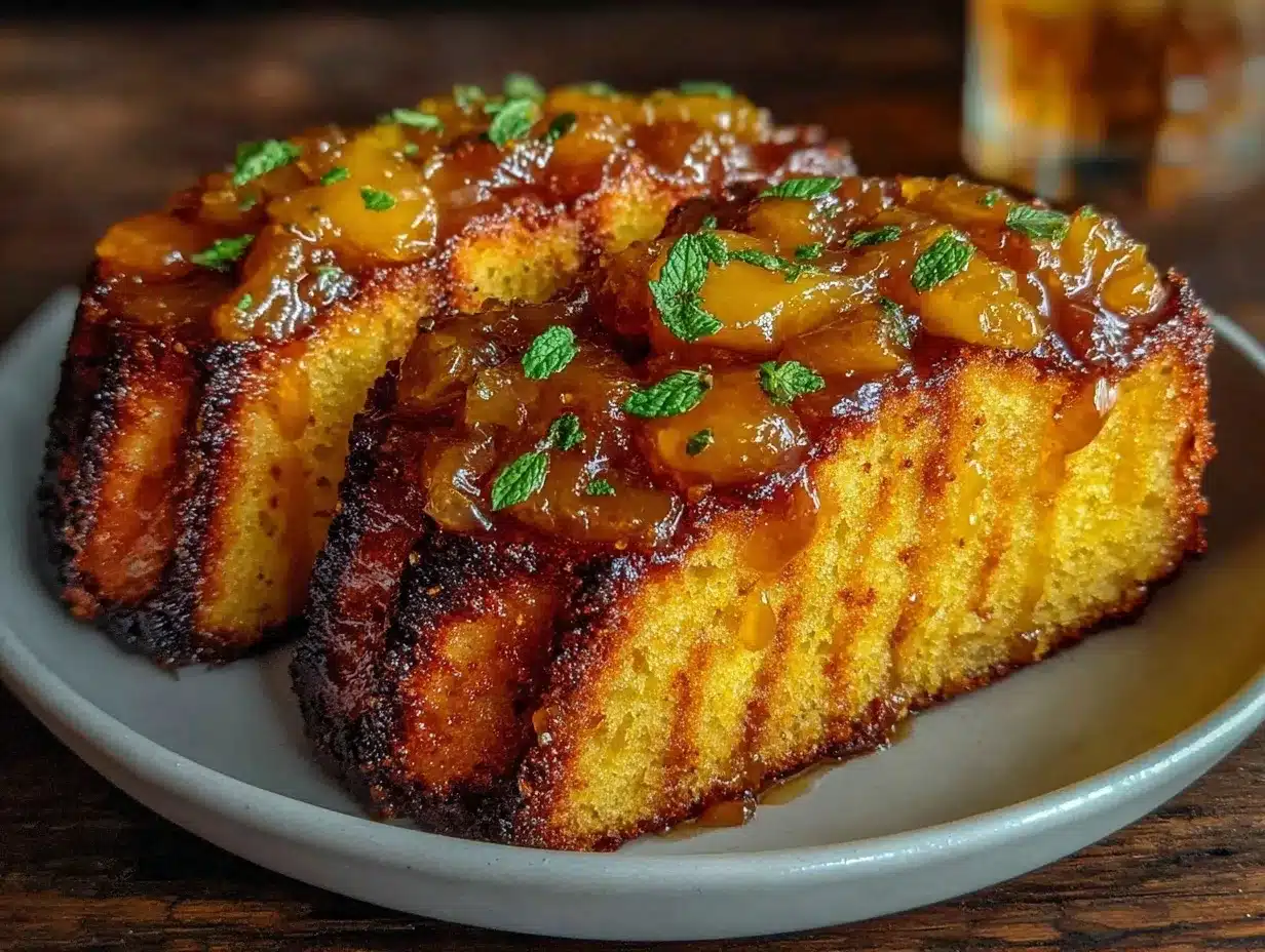 grilled pound cake bourbon-peach compote preparation steps