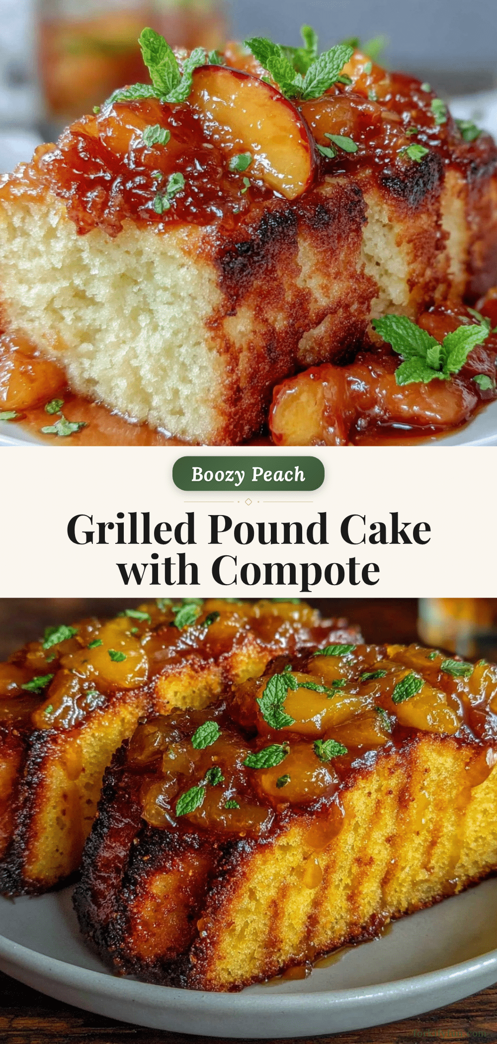 grilled pound cake bourbon-peach compote recipe