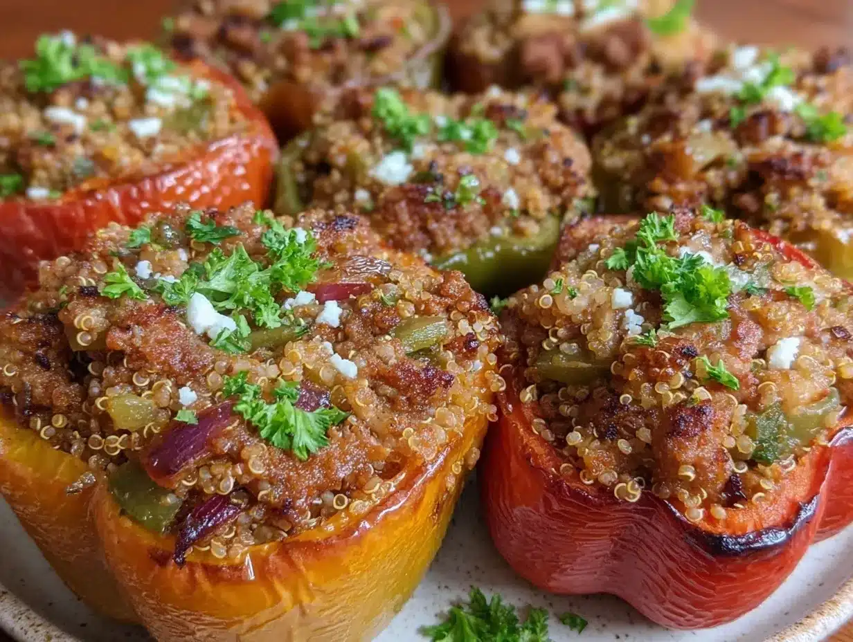 healthy turkey and quinoa stuffed bell peppers preparation steps