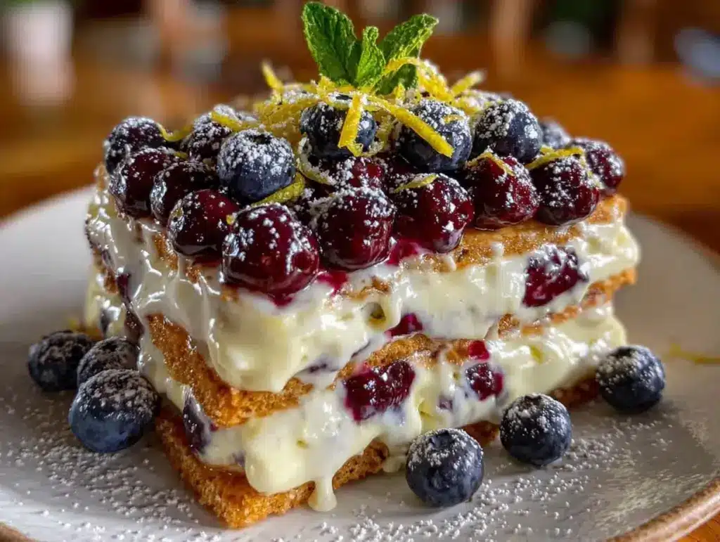 lemon blueberry icebox cake - featured image