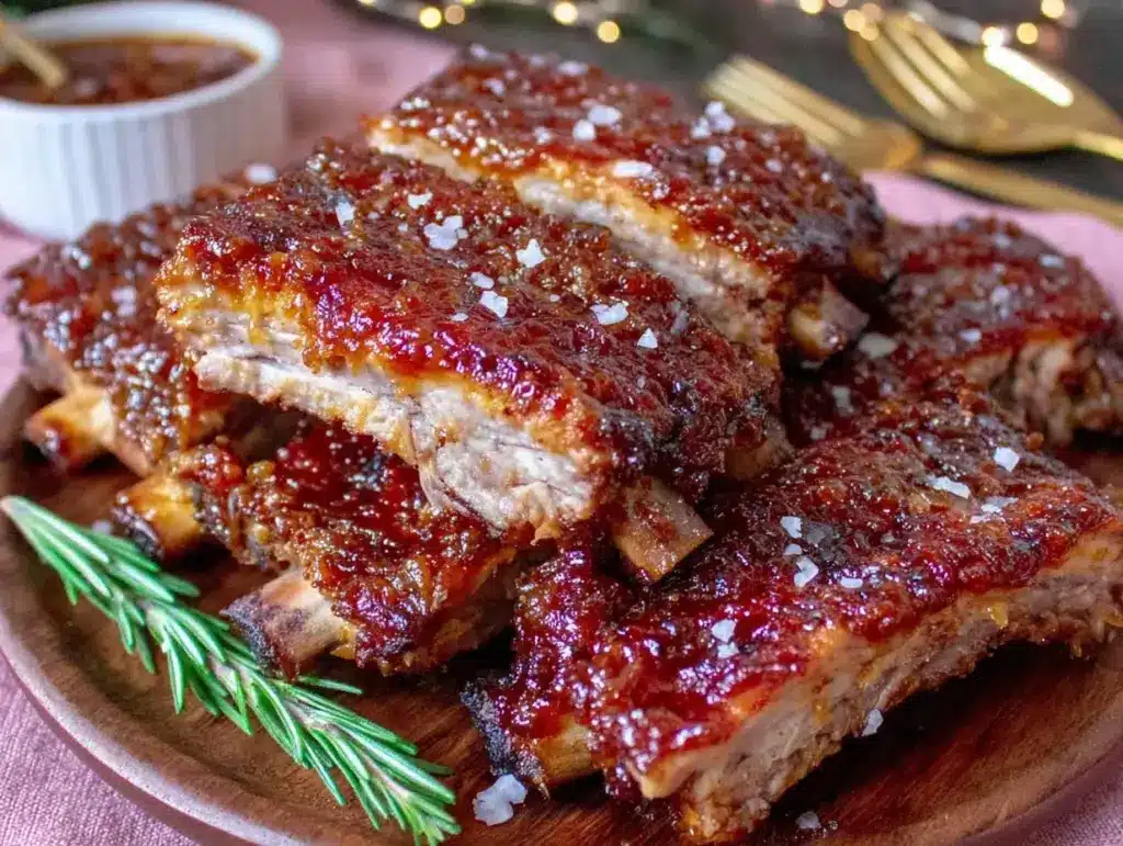 maple bourbon bbq ribs - featured image