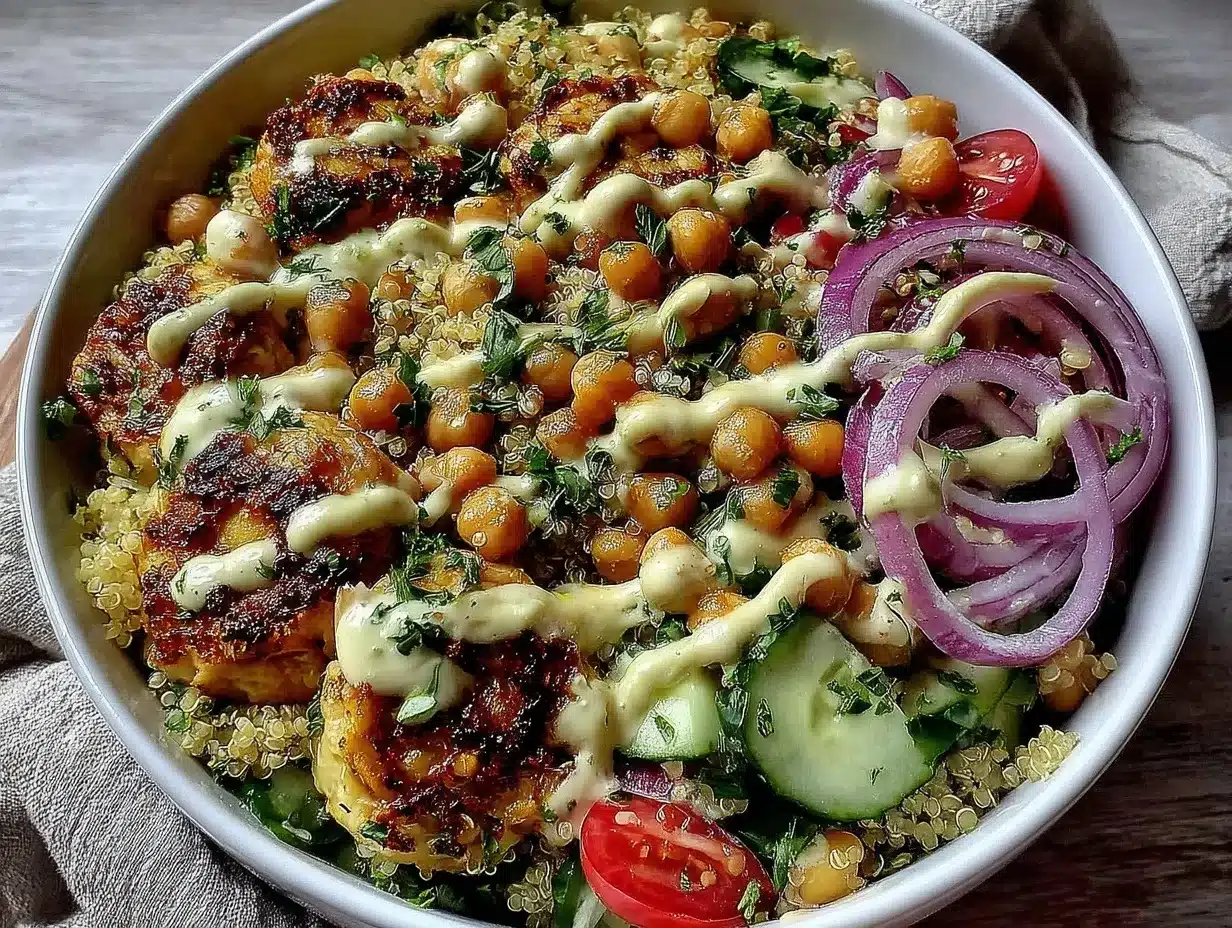 Mediterranean Chickpea Quinoa Bowl preparation steps