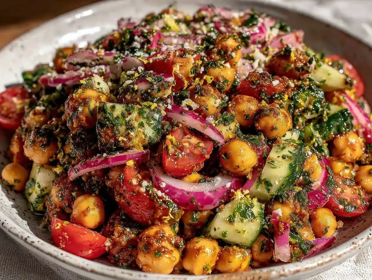 Mediterranean chickpea salad preparation steps