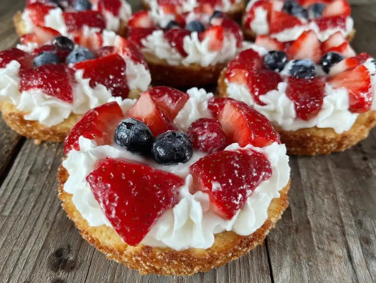 mini American flag fruit pizzas preparation steps