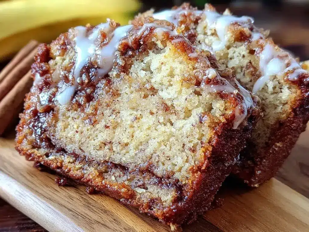 moist cinnamon swirl banana bread - featured image
