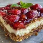 no bake strawberry pretzel salad - featured image