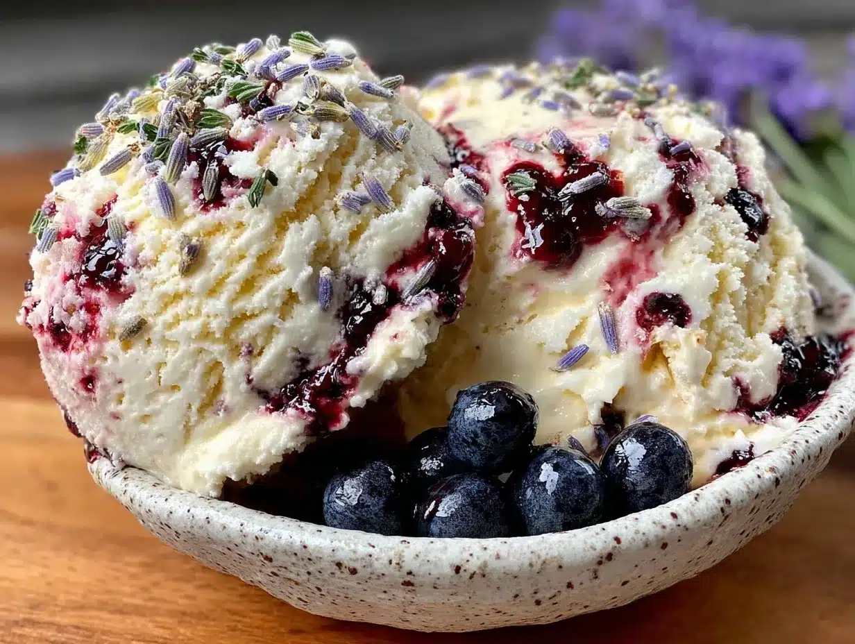 no-churn huckleberry lavender ice cream preparation steps