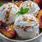 no-churn roasted peach ice cream - featured image