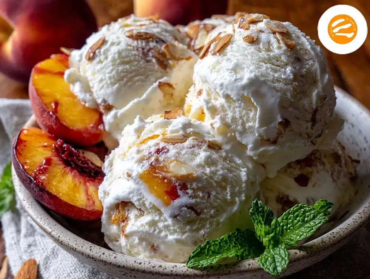 no-churn roasted peach ice cream preparation steps