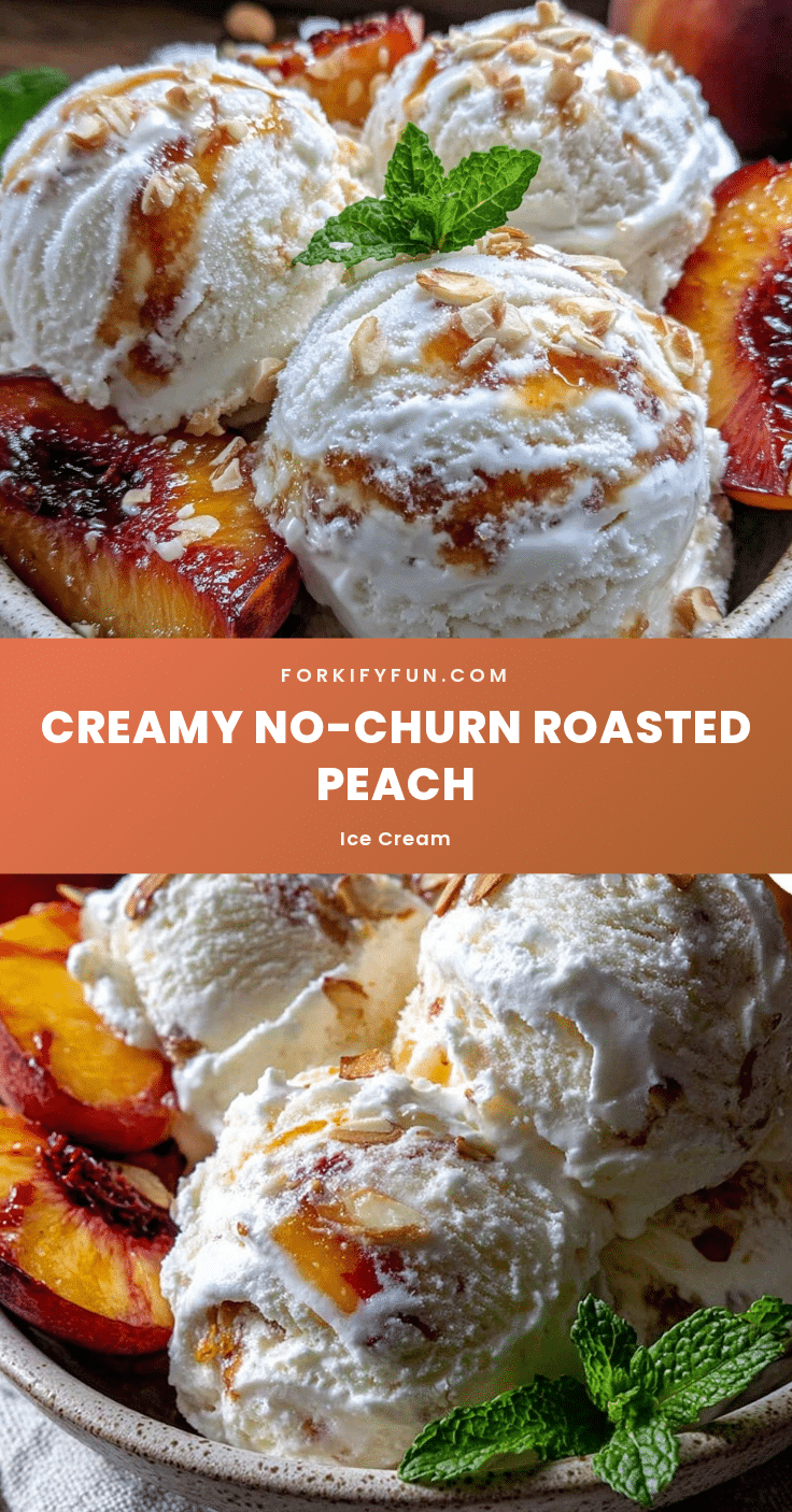 no-churn roasted peach ice cream recipe