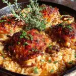 one-pan garlic butter chicken and rice - featured image