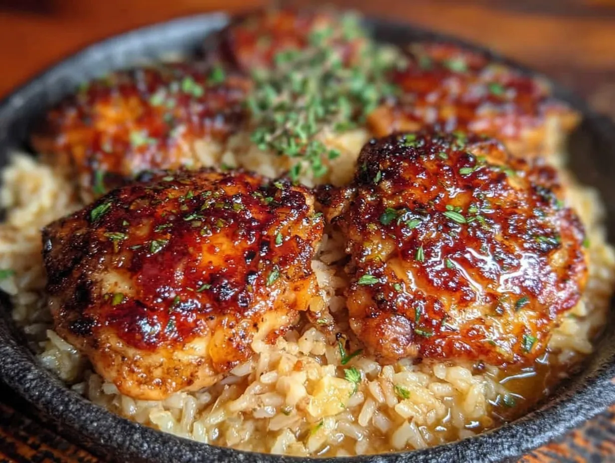 one-pan garlic butter chicken and rice preparation steps