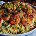 quick lemon garlic shrimp pasta - featured image