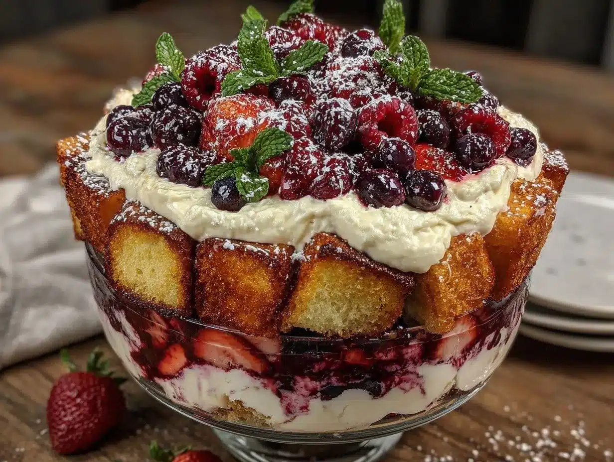 red white and blue berry trifle preparation steps