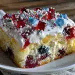 red white and blue poke cake - featured image