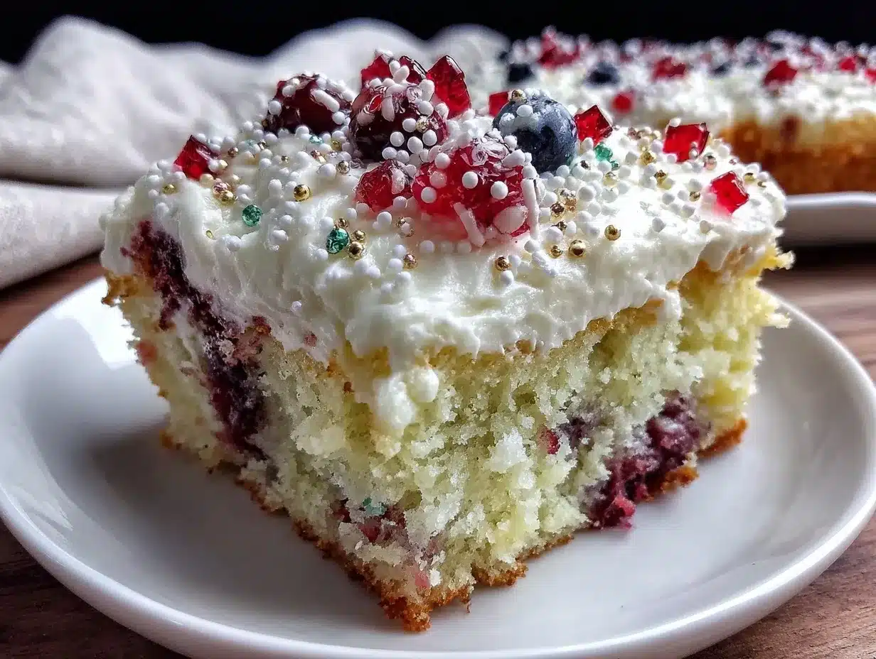 red white and blue poke cake preparation steps