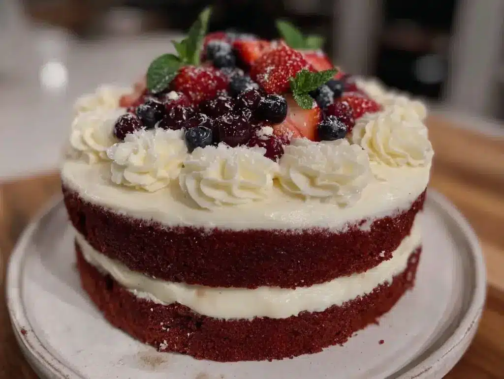 red white blue layer cake - featured image