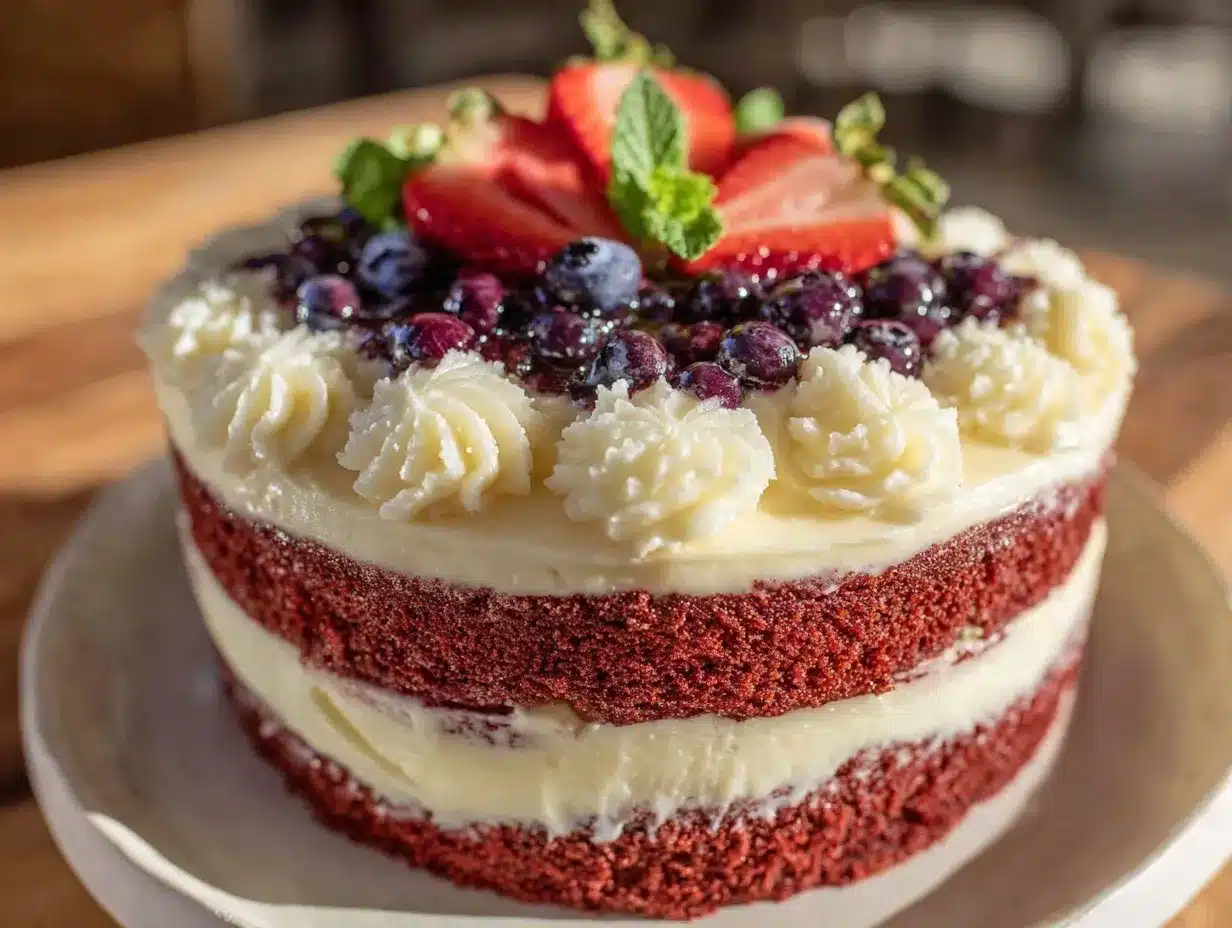 red white blue layer cake preparation steps
