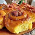 savory maple-bourbon bacon cinnamon rolls - featured image