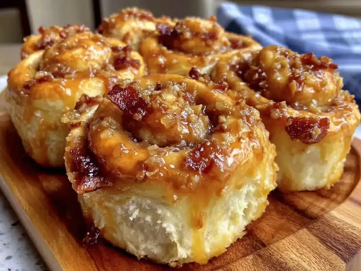 savory maple-bourbon bacon cinnamon rolls preparation steps