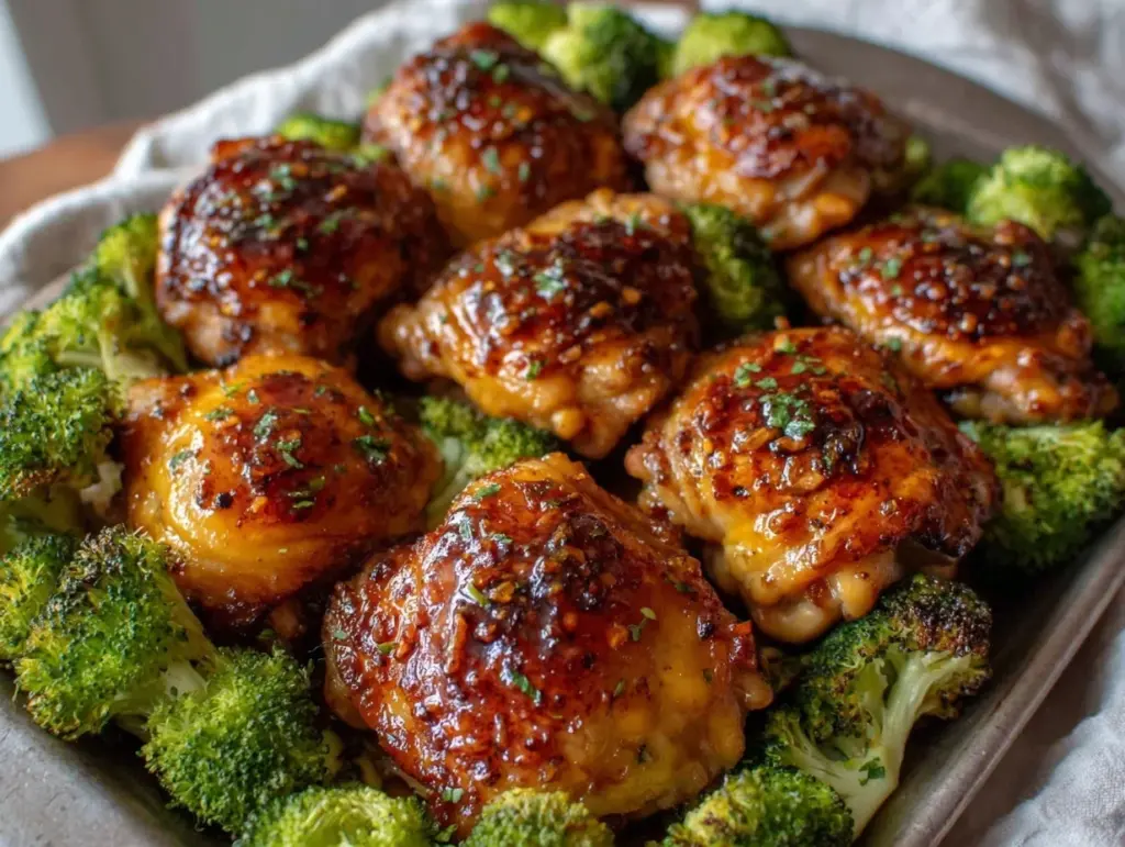 sheet pan honey garlic chicken - featured image
