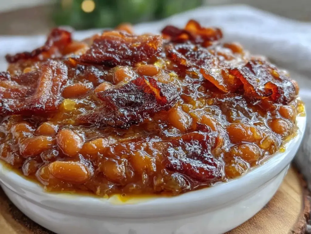 slow cooker bacon baked beans - featured image