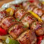 smoky sausage and pepper foil packets - featured image
