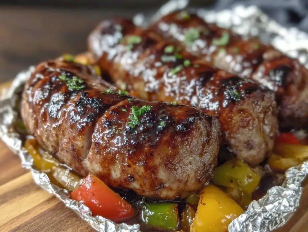 smoky sausage and pepper foil packets preparation steps