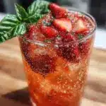 sparkling strawberry basil mocktail - featured image