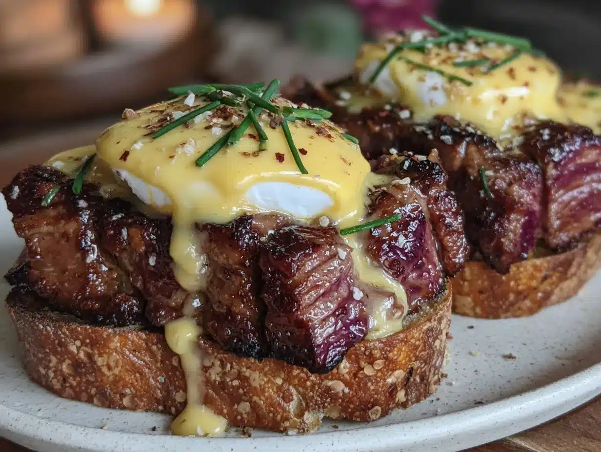 steak and eggs benedict preparation steps