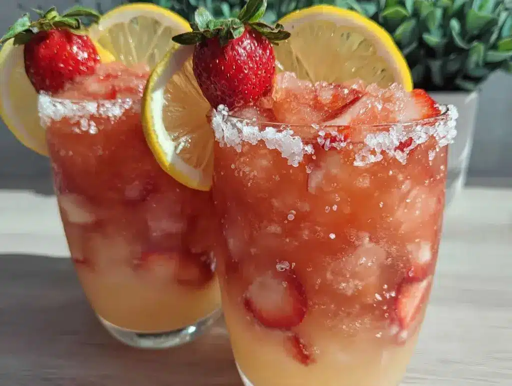 strawberry lemonade vodka slushies - featured image