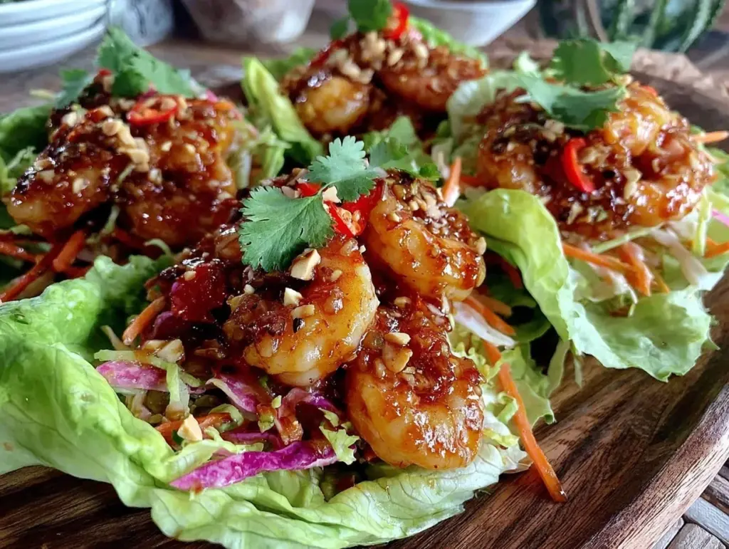 thai shrimp lettuce wraps - featured image