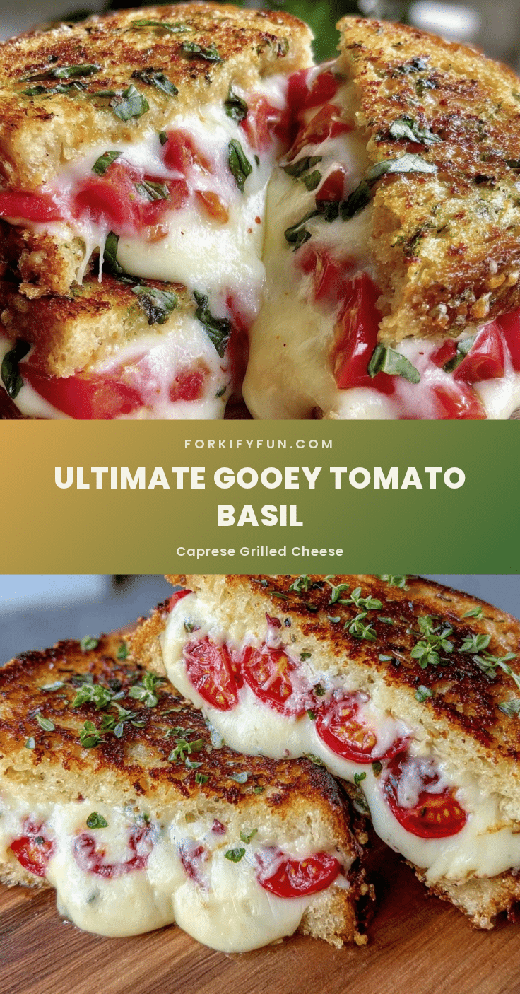 Ultimate Gooey Tomato Basil Caprese Grilled Cheese recipe