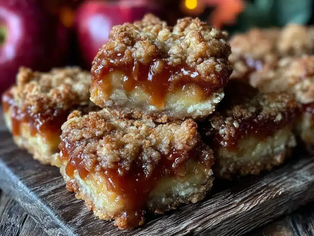 caramel apple crumble bars - featured image