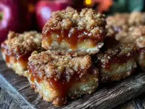 caramel apple crumble bars - featured image