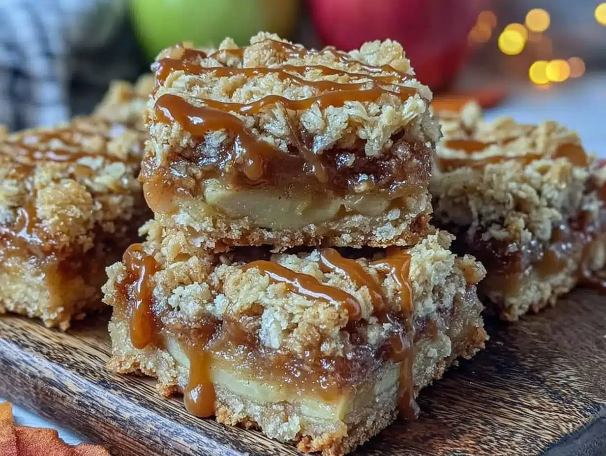 caramel apple crumble bars preparation steps