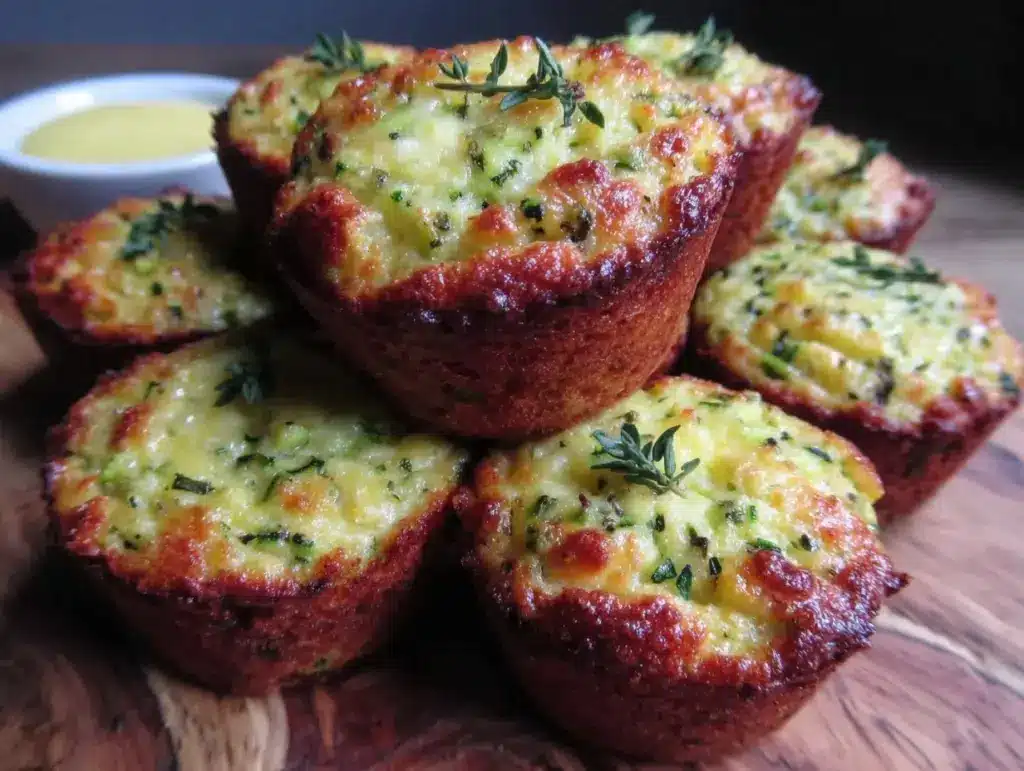 cheesy zucchini cornbread muffins - featured image