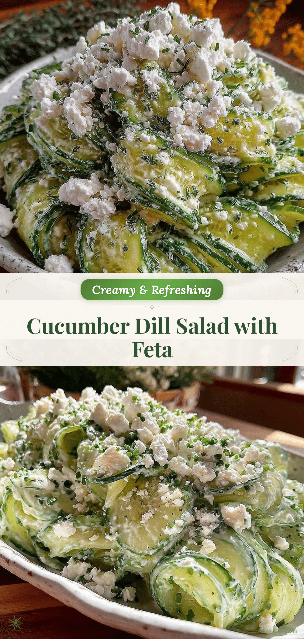 creamy cucumber dill salad with feta recipe